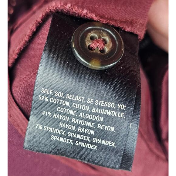 Slim crop maroon faux leather trim Anthropologie career business casual EUC sz 2 - Picture 4 of 9